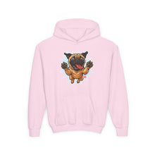 Load image into Gallery viewer, Adorable Pug Youth Hoodie with Fun Design - Perfect for Pet Lovers, Gifts for Kids, Casual Wear, Birthday Present, Dog Lover Apparel