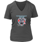 a womens grey v-neck by District featuring the OMG You're Home! Black Labrador Retriever dog design on the front.