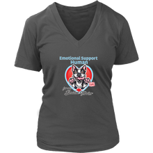 Load image into Gallery viewer, Emotional Support Human - Boston Terrier - Womens V-Neck for Bostie Lovers