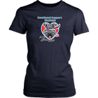 a women's navy blue shirt by District featuring the Black Labrador Retriever design in the Emotional Support Human collection