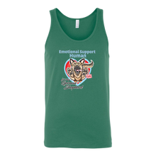 Load image into Gallery viewer, A green tank top with the original German Shepherd design by OMG You're Home