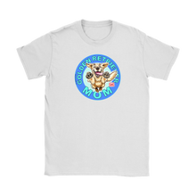 Load image into Gallery viewer, a women's white tshirt featuring the OMG You're Home! Golden Retriever dog artwork on the front
