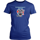 a women's blue shirt for dog lovers by District featuring the Black Labrador Retriever design in the Emotional Support Human collection
