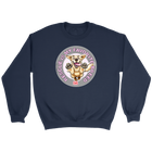 a navy blue unisex sweatshirt featuring the original Golden Retriever dog artwork by OMG You're Home!