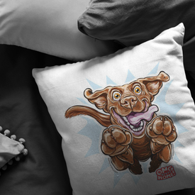Happy Excited Chocolate Labrador Retriever Pillow
