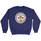 a putple unisex sweatshirt featuring the original Golden Retriever dog artwork by OMG You're Home!
