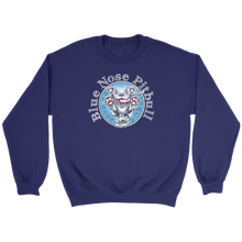 Load image into Gallery viewer, Purple crewneck sweatshirt featuring a Blue Nose Pitbull dog design by OMG you're Home