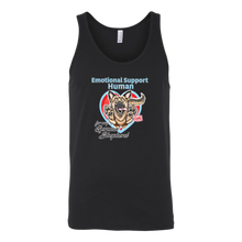 Load image into Gallery viewer, A black tank top with the original German Shepherd design by OMG You're Home