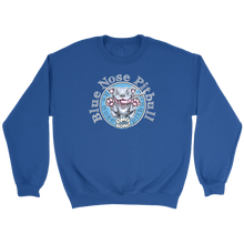 Load image into Gallery viewer, Royal blue crewneck sweatshirt featuring a Blue Nose Pitbull dog design by OMG you're Home
