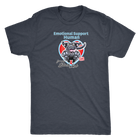 grey t-shirt with the Emotional Support Human design with the OMG excited black labrador retriever