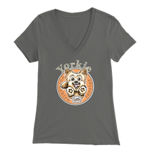 Load image into Gallery viewer, Grey Yorkie v-neck t-shirt by OMG You're Home