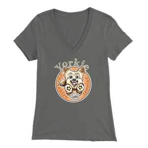 Grey Yorkie v-neck t-shirt by OMG You're Home