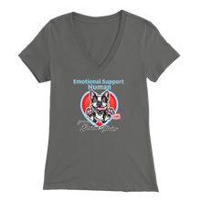 Load image into Gallery viewer, Emotional Support Human - Boston Terrier - Bella Womens V-Neck for Bostie Moms