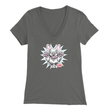 Load image into Gallery viewer, White French Bulldog - Frenchie - Bella Womens V-Neck