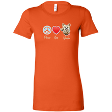 Load image into Gallery viewer, Orange Bella Womens Shirt featuring the Peace Love Yorkie dog design from OMG You're HOME!