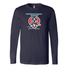 a navy blue long sleeve shirt featuring the Boston Terrier dog design in the Emotional Support Human collection. Great gift idea for the Bostie dog lover.