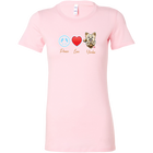Pink Bella Womens Shirt featuring the Peace Love Yorkie dog design from OMG You're HOME!