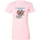a womens pink shirt featuring the original German Shepherd dog artwork by OMG You're HOME! The text "Emotional Support Human" appears above the design in light blue letters.