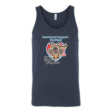 Load image into Gallery viewer, A navy blue tank top with the original German Shepherd design by OMG You're Home