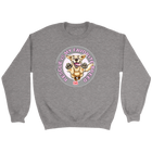 a heather grey unisex sweatshirt featuring the original Golden Retriever dog artwork by OMG You're Home!