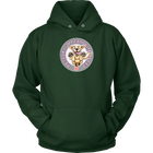 a green unisex hoodie tee features the original Golden Retriever dog artwork by OMG You're Home!