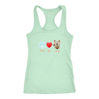 Light green Next Level Racerback Tank featuring the Peace Love Yorkie dog design from OMG You're HOME!