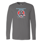 a grey long sleeve shirt featuring the Boston Terrier dog design in the Emotional Support Human collection. Great gift idea for the Bostie dog lover.