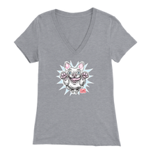 Load image into Gallery viewer, White French Bulldog - Frenchie - Bella Womens V-Neck