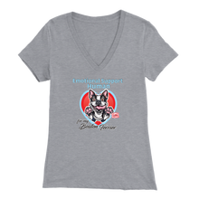 Load image into Gallery viewer, Emotional Support Human - Boston Terrier - Bella Womens V-Neck for Bostie Moms