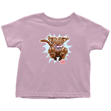 Load image into Gallery viewer, front view of a pink OMG You're Home t-shirt featuring the original Chocolate Labrador Retriever dog design on the front