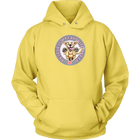 a yellow unisex hoodie tee features the original Golden Retriever dog artwork by OMG You're Home!