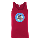 a red tank top with the OMG You're Home! Boston Terrier dog Mom design on the front