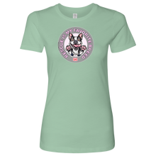Load image into Gallery viewer, Next Level Womens light green Shirt featuring the OMG You're Home! Boston Terrier design with "Rescue is my favorite breed"