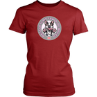 District Womens red Shirt featuring the OMG You're Home! Boston Terrier design with "Rescue is my favorite breed"