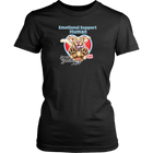 A soft and comfortable t-shirt for women by Gildan featuring the "Emotions Support Human for my Yellow Lab" design.