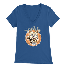 Load image into Gallery viewer, Blue Yorkie v-neck t-shirt by OMG You&#39;re Home