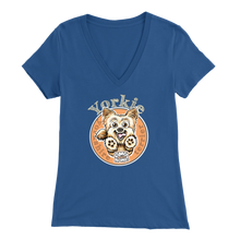 Load image into Gallery viewer, Blue Yorkie v-neck t-shirt by OMG You're Home