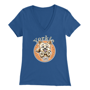 Blue Yorkie v-neck t-shirt by OMG You're Home
