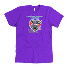 a purple OMG You're Home t-shirt featuring the Emotional Support Human for my Black Labrador Retriever design on the front in full color