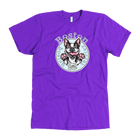 Purple American Apparel dog lover's  t-shirt featuring the Boston Terrier dog design by OMG You're Home