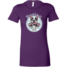 Load image into Gallery viewer, a woman's purple shirt with a Boston Terrier dog design by OMG You're Home