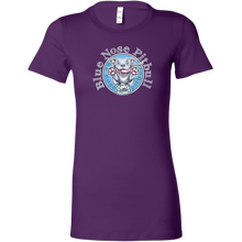 Load image into Gallery viewer, a women's purple shirt with the Blue Nose pitbull design on the front