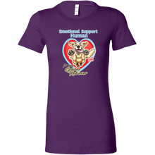 Load image into Gallery viewer, A women's purple shirt with the OMG You're Home Golden Retriever design on the front
