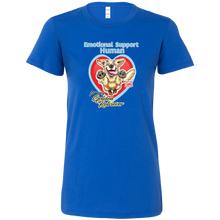 Load image into Gallery viewer, A women's blue shirt with the OMG You're Home Golden Retriever design on the front