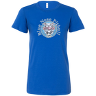 a women's royal blue shirt with the Blue Nose pitbull design on the front