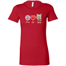 Load image into Gallery viewer, red Bella Womens Shirt featuring the Peace Love Yorkie dog design from OMG You're HOME!