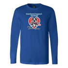 a blue long sleeve shirt featuring the Boston Terrier dog design in the Emotional Support Human collection. Great gift idea for the Bostie dog lover.