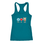 Turquoise Next Level Racerback Tank featuring the Peace Love Yorkie dog design from OMG You're HOME!