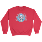 Red crewneck sweatshirt featuring a Blue Nose Pitbull dog design by OMG you're Home