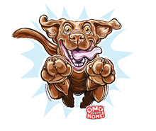 Load image into Gallery viewer, OMG You're Home Chocolate Labrador Retriever weatherproof decal for indoor or outdoor use